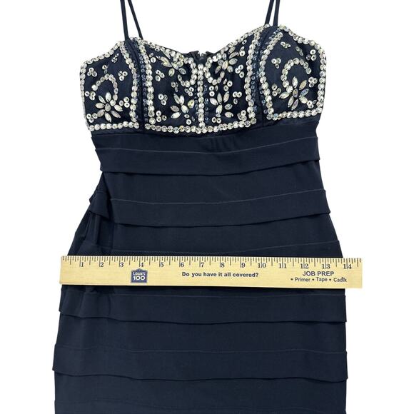 Teeze Me Blue Jewel Sequin Short Formal Cocktail Juniors Dress 3 - Picture 8 of 9